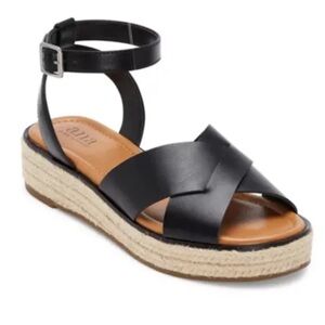 A.N.A. Black Espadrille Platform Low Sandals